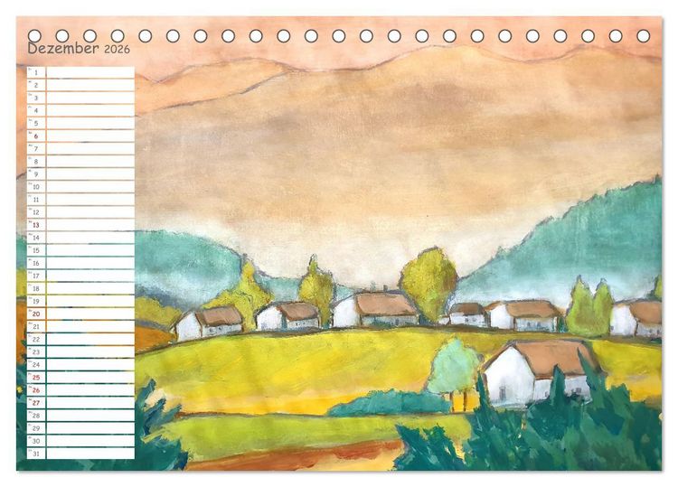 Produktbild: Gemalte Herbsttr&auml;ume - Eine malerische Reise in bunte Herbstlandschaften (Tischkalender 2026 DIN A5 quer), CALVENDO Monatskalender