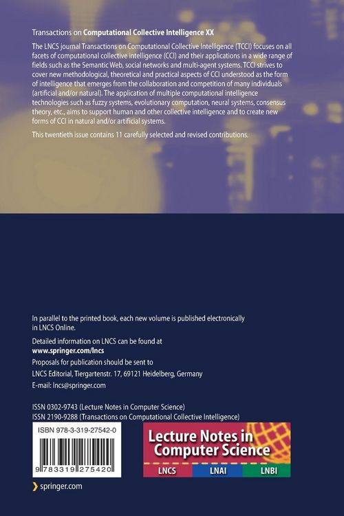 Produktbild: Transactions on Computational Collective Intelligence XX