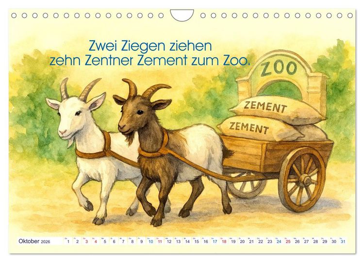Produktbild: Zackige Zungenbrecher (Wandkalender 2026 DIN A4 quer), CALVENDO Monatskalender