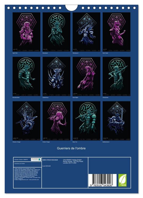 Produktbild: Guerriers de l'ombre (Calendrier mural 2026 DIN A4 horizontal), CALVENDO calendrier mensuel