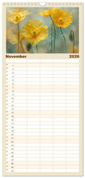 Produktbild: Familienplaner 2026 - Bezaubernde Mohnblumen mit 5 Spalten (Wandkalender, 21 x 45 cm) CALVENDO