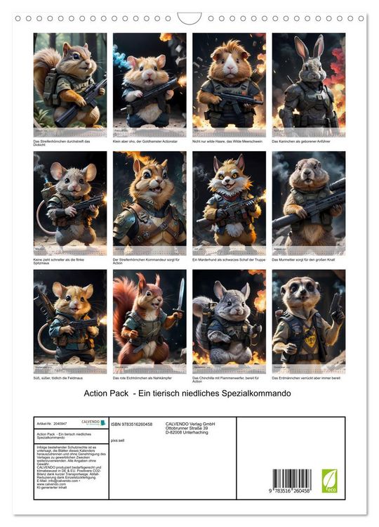 Produktbild: Action Pack - Ein tierisch niedliches Spezialkommando (Wandkalender 2026 DIN A3 hoch), CALVENDO Monatskalender