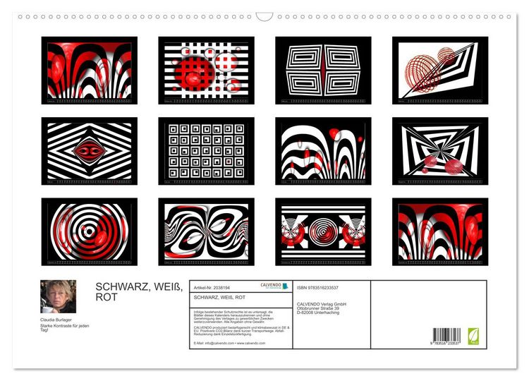 Produktbild: SCHWARZ, WEI&szlig;, ROT (Wandkalender 2026 DIN A2 quer), CALVENDO Monatskalender