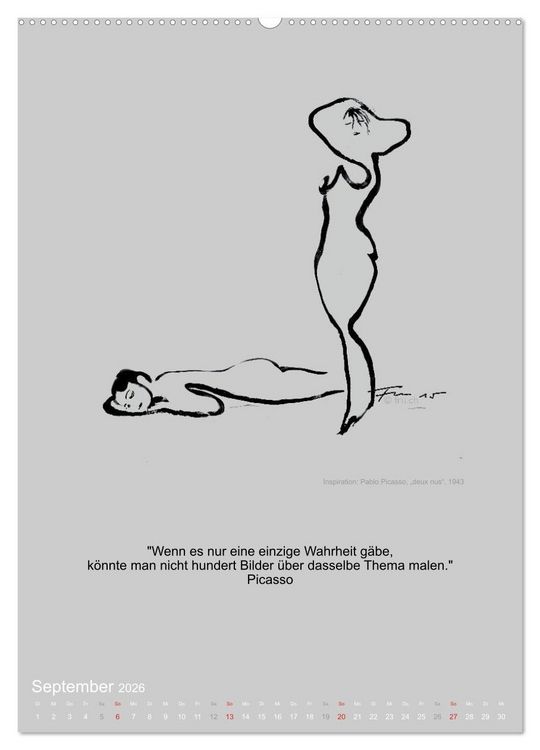 Produktbild: EROTISCHE BODYPAINTING ZITATE - HOMMAGE AN KLIMT, SCHIELE UND PICASSO (hochwertiger Premium Wandkalender 2026 DIN A2 hoch), Kunstdruck in Hochglanz