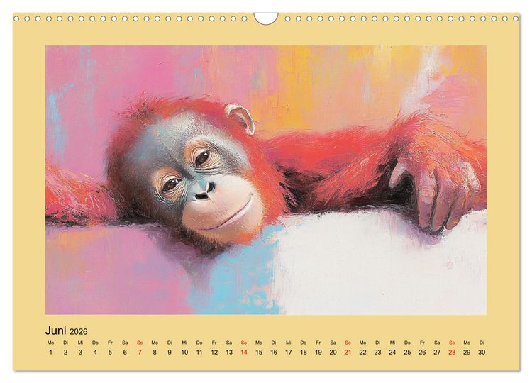 Produktbild: Majest&auml;tische Menschenaffen. Faszinierende Wesen in kunstvoller &Ouml;loptik (Wandkalender 2026 DIN A3 quer), CALVENDO Monatskalender
