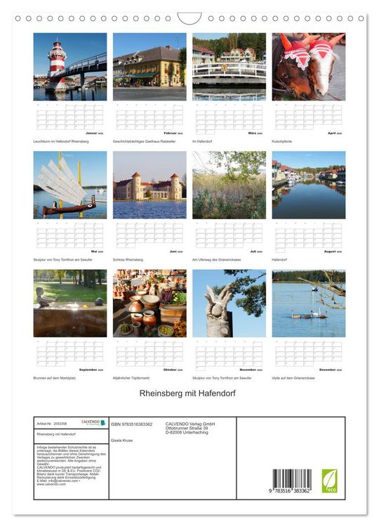 Produktbild: Rheinsberg mit Hafendorf (Wandkalender 2026 DIN A3 hoch), CALVENDO Monatskalender