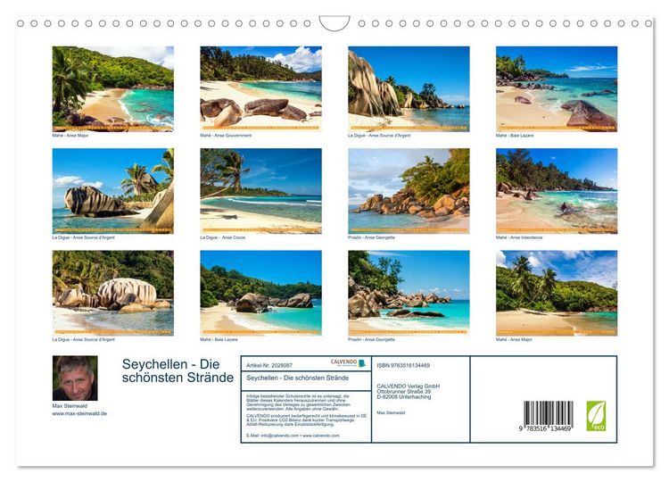Produktbild: Seychellen - Die sch&ouml;nsten Str&auml;nde (Wandkalender 2026 DIN A3 quer), CALVENDO Monatskalender