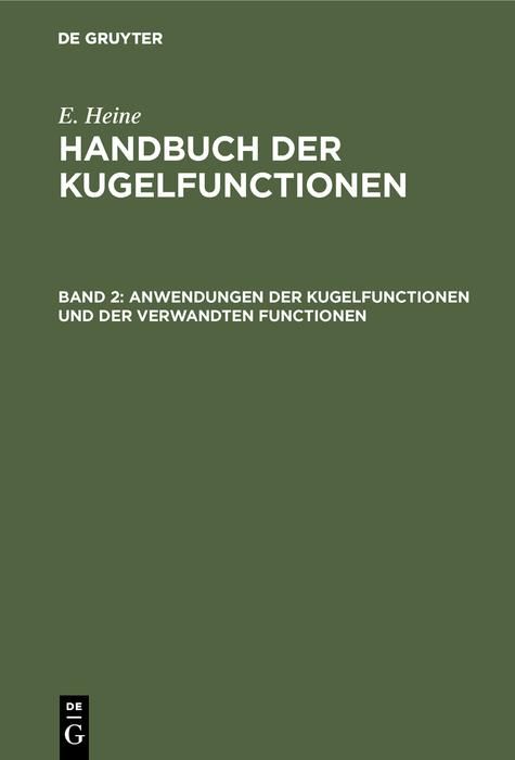 Produktbild: Anwendungen der Kugelfunctionen und der verwandten Functionen