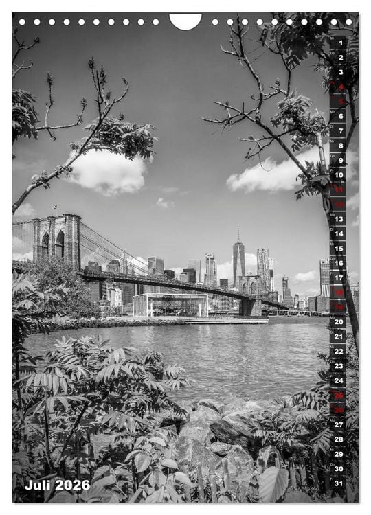 Produktbild: NEW YORK CITY Monochrome Stadtansichten (Wandkalender 2026 DIN A4 hoch), CALVENDO Monatskalender