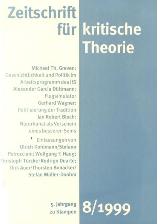 Produktbild: Zeitschrift f&uuml;r kritische Theorie / Zeitschrift f&uuml;r kritische Theorie, Heft 8 (1999)