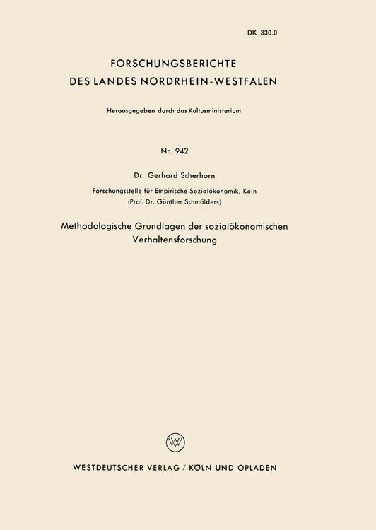 Produktbild: Methodologische Grundlagen der sozial&ouml;konomischen Verhaltensforschung