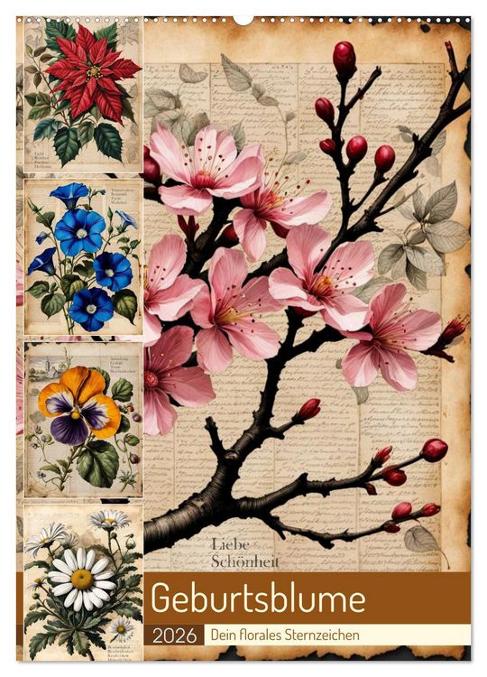 Produktbild: Geburtsblume, dein florales Sternzeichen (Wandkalender 2026 DIN A2 hoch), CALVENDO Monatskalender