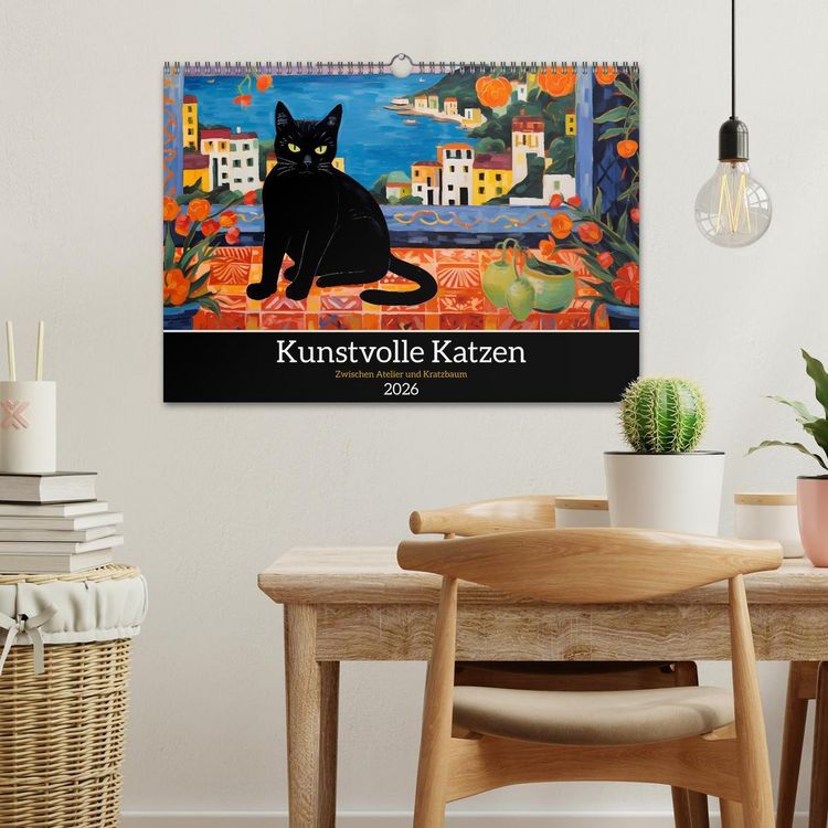 Produktbild: Kunstvolle Katzen (Wandkalender 2026 DIN A3 quer), CALVENDO Monatskalender