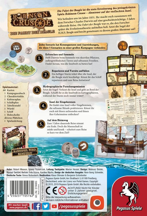 Produktbild: Pegasus Spiele - Robinson Crusoe - Die Fahrt der Beagle