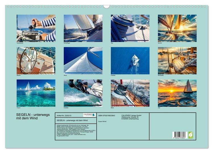 Produktbild: SEGELN - unterwegs mit dem Wind (Wandkalender 2027 DIN A2 quer), CALVENDO Monatskalender