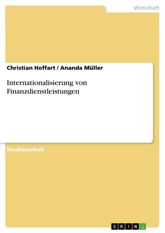 Produktbild: Internationalisierung von Finanzdienstleistungen