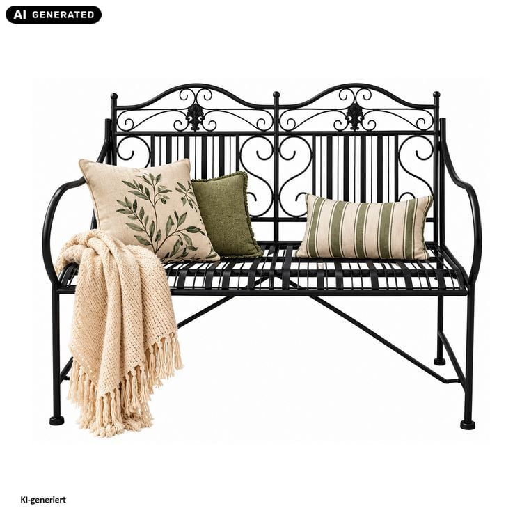 Produktbild: HTI-Living Gartenbank Schwarz Metallbank Celia Gartenbank Schwarz Metallbank Celia