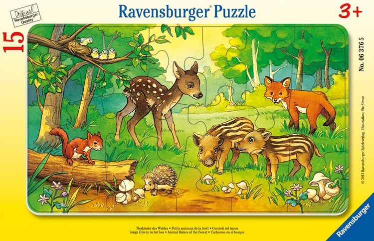 Produktbild: Rahmenpuzzle Ravensburger Tierkinder des Waldes 15 Teile