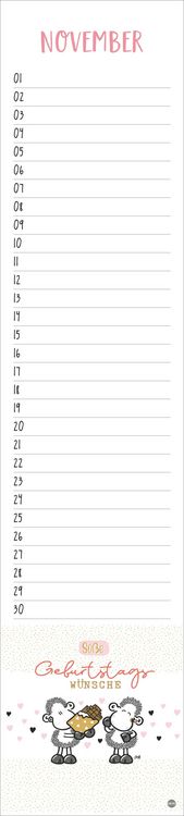 Produktbild: sheepworld Geburtstagskalender Langplaner