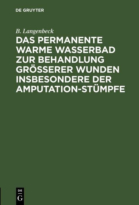 Produktbild: Das permanente warme Wasserbad zur Behandlung gr&ouml;sserer Wunden insbesondere der Amputation-st&uuml;mpfe