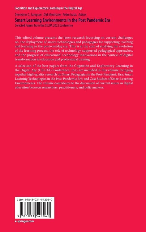 Produktbild: Smart Learning Environments in the Post Pandemic Era