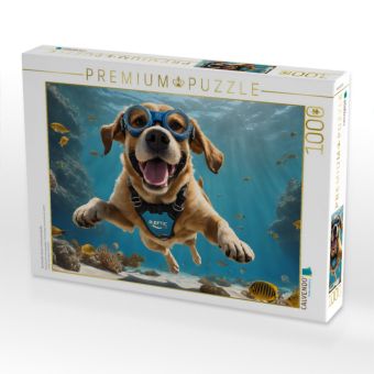 Produktbild: CALVENDO Puzzle Tauchender Hund mit Schwimmbrille | 1000 Teile Lege-Gr&ouml;&szlig;e 64x48cm Foto-Puzzle f&uuml;r gl&uuml;ckliche Stunden