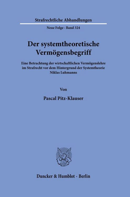Produktbild: Der systemtheoretische Verm&ouml;gensbegriff