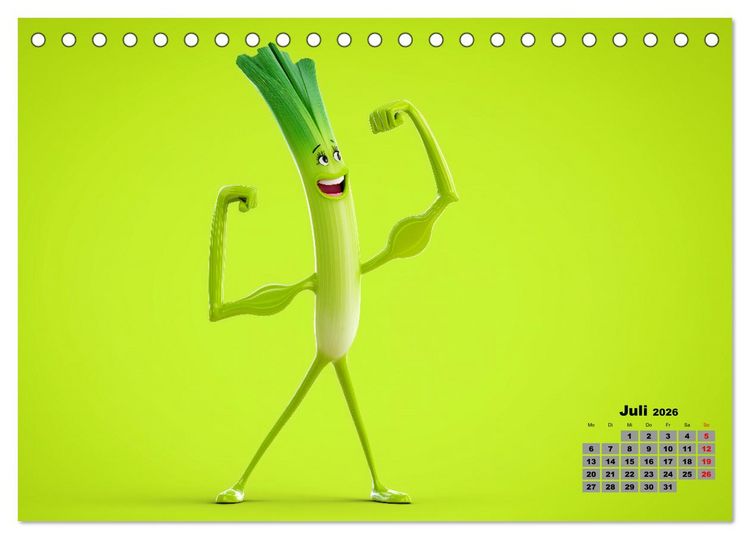 Produktbild: Vegane Power - Kalender f&uuml;r Veganer, Vegetarier und alle Pflanzenfans (Tischkalender 2026 DIN A5 quer), CALVENDO Monatskalender