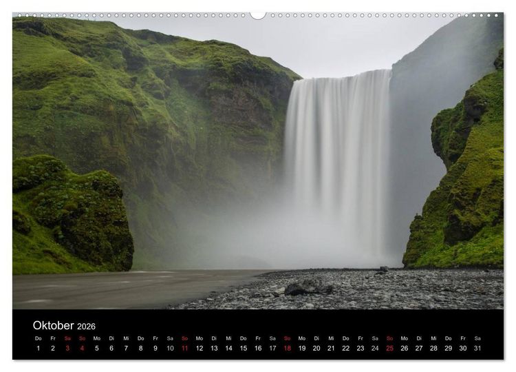 Produktbild: Islands Landschaften - Wasser, Eis und gr&uuml;nes Moos (hochwertiger Premium Wandkalender 2026 DIN A2 quer), Kunstdruck in Hochglanz