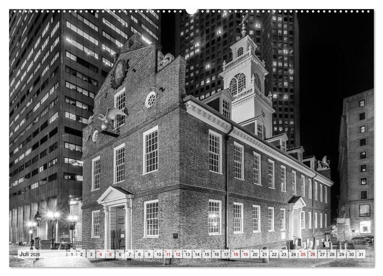 Produktbild: BOSTON Monochrome Stadtansichten (hochwertiger Premium Wandkalender 2026 DIN A2 quer), Kunstdruck in Hochglanz