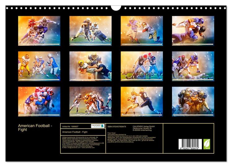 Produktbild: American Football - Fight (Wandkalender 2026 DIN A3 quer), CALVENDO Monatskalender