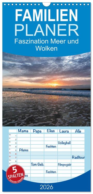 Produktbild: Familienplaner 2026 - Faszination Meer und Wolken mit 5 Spalten (Wandkalender, 21 x 45 cm) CALVENDO
