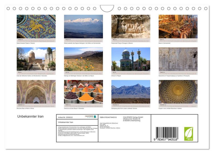 Produktbild: Unbekannter Iran (Wandkalender 2026 DIN A4 quer), CALVENDO Monatskalender