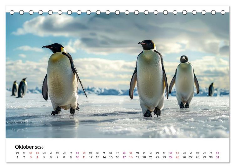 Produktbild: Maritim pur - Pinguine (Tischkalender 2026 DIN A5 quer), CALVENDO Monatskalender