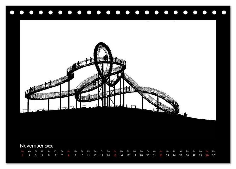 Produktbild: Ruhrpott und Niederrhein in Schwarzwei&szlig; (Tischkalender 2026 DIN A5 quer), CALVENDO Monatskalender