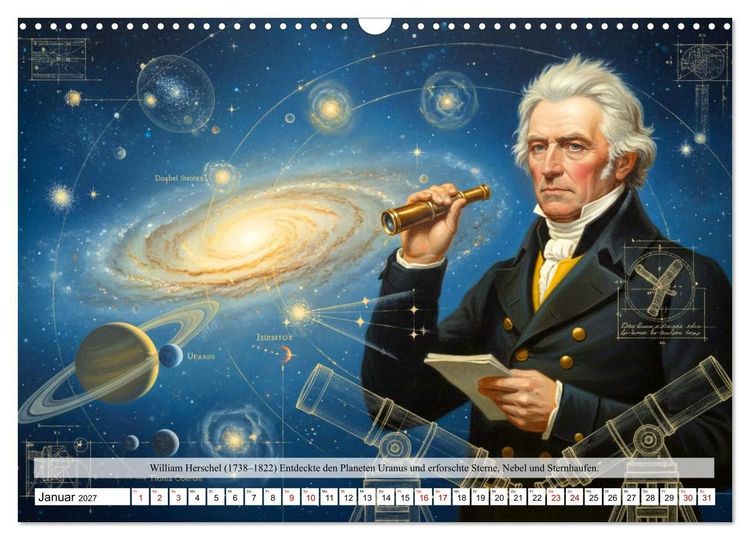 Produktbild: Pioniere der Astrophysik (Wandkalender 2027 DIN A3 quer), CALVENDO Monatskalender