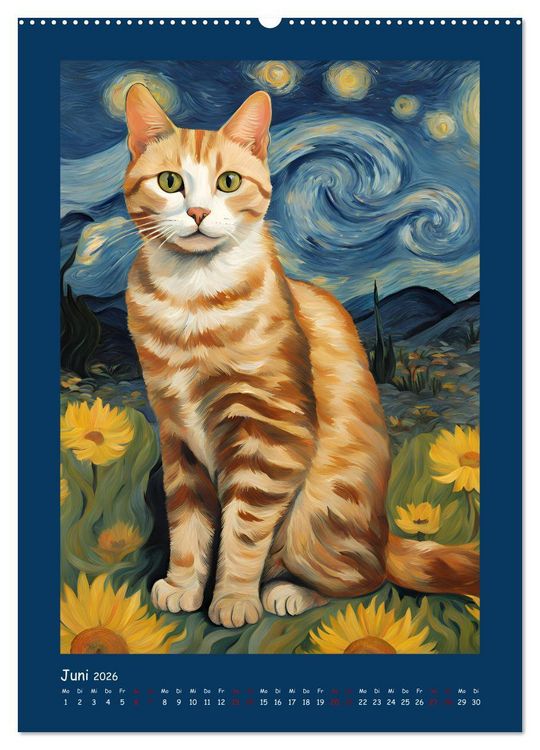 Produktbild: Katzen im Farbenspiel (Wandkalender 2026 DIN A2 hoch), CALVENDO Monatskalender