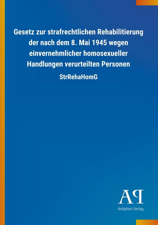 Produktbild: Gesetz zur strafrechtlichen Rehabilitierung der nach dem 8.