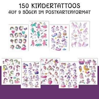 Produktbild: 150 hautfreundliche Kindertattoos &ndash; Thema: Einhorn-Magie