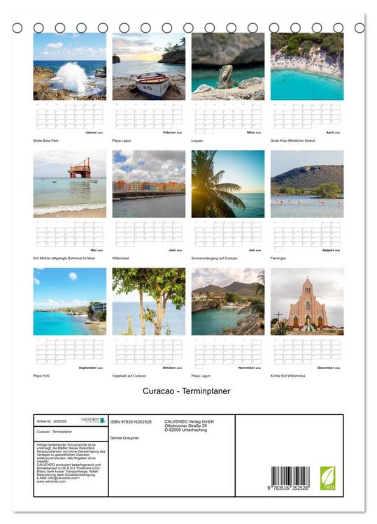 Produktbild: Curacao - Terminplaner (Tischkalender 2026 DIN A5 hoch), CALVENDO Monatskalender