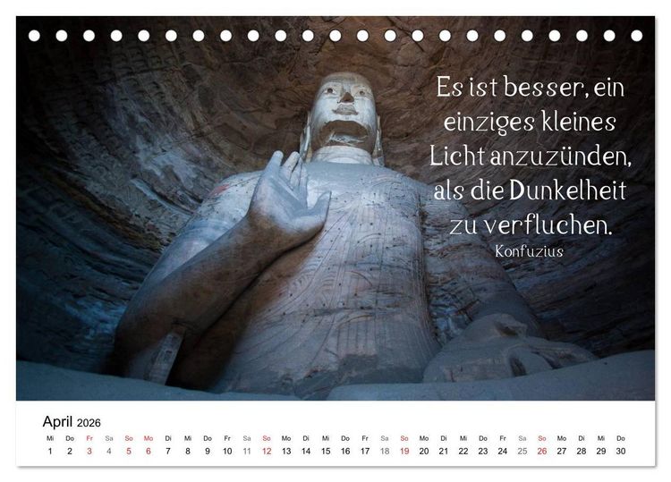 Produktbild: Reisefreu(n)de: Leben in Harmonie - buddhistische Zitate (Tischkalender 2026 DIN A5 quer), CALVENDO Monatskalender