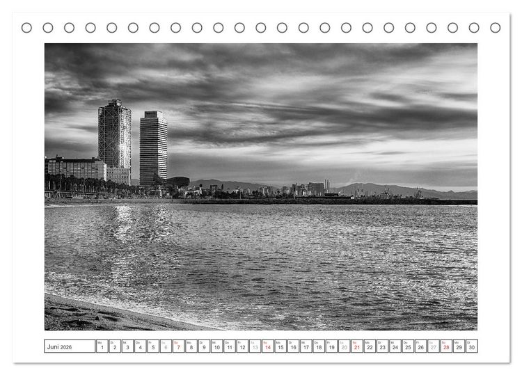 Produktbild: Barcelona Photografien in Schwarz / Wei&szlig; (Tischkalender 2026 DIN A5 quer), CALVENDO Monatskalender