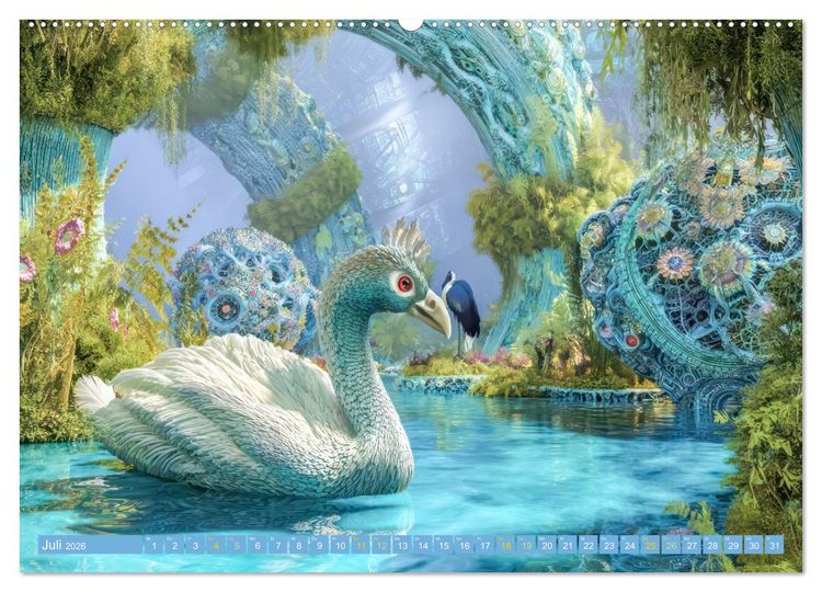 Produktbild: Fantasiekreaturen am Wasser - Biomorphe Landschaften (Wandkalender 2026 DIN A2 quer), CALVENDO Monatskalender