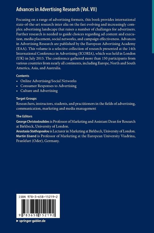 Produktbild: Advances in Advertising Research (Vol. VII)