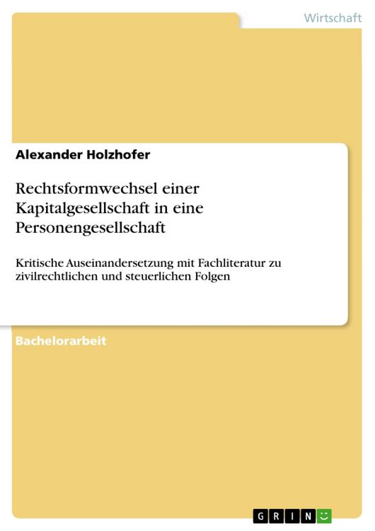 Produktbild: Rechtsformwechsel einer Kapitalgesellschaft in eine Personengesellschaft