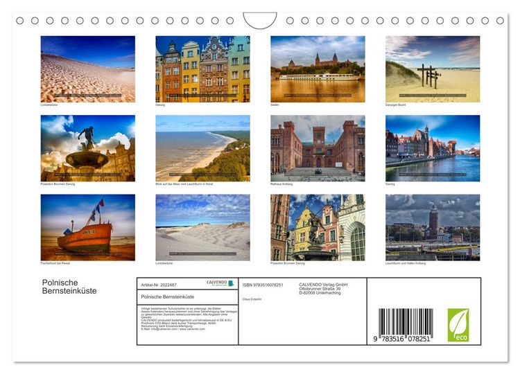 Produktbild: Polnische Bernsteink&uuml;ste (Wandkalender 2026 DIN A4 quer), CALVENDO Monatskalender