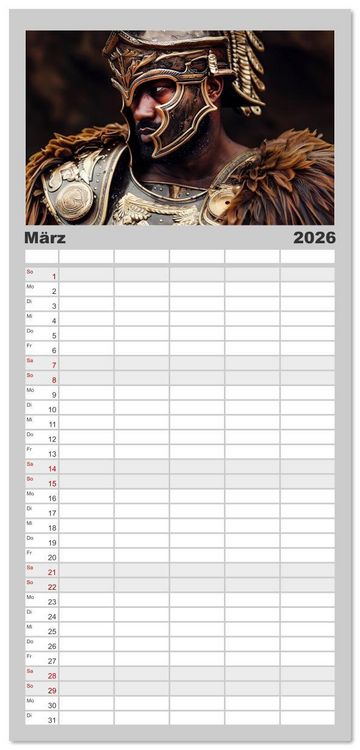 Produktbild: Familienplaner 2026 - Unbeugsame Herzen mit 5 Spalten (Wandkalender, 21 x 45 cm) CALVENDO