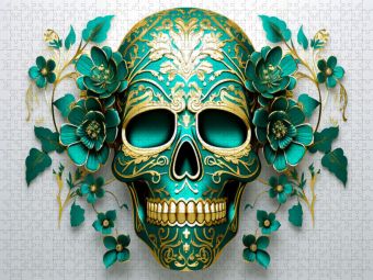 Produktbild: CALVENDO Puzzle Green Skull | 2000 Teile Lege-Gr&ouml;&szlig;e 90x67cm Foto-Puzzle f&uuml;r gl&uuml;ckliche Stunden