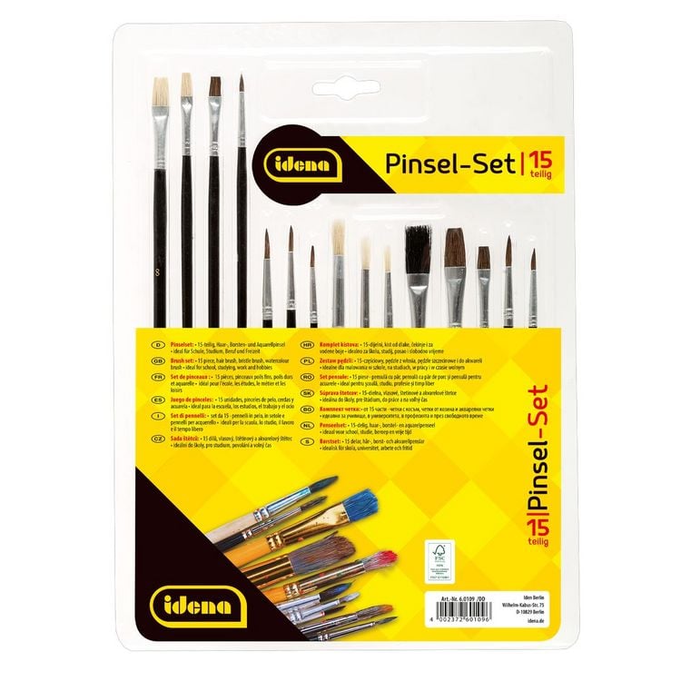 Produktbild: Idena Pinsel Set diverse Gr&ouml;&szlig;en 15 St&uuml;ck