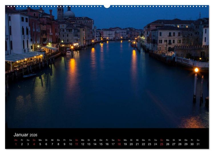 Produktbild: Venedig bei Nacht (hochwertiger Premium Wandkalender 2026 DIN A2 quer), Kunstdruck in Hochglanz